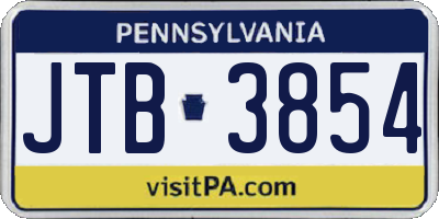 PA license plate JTB3854