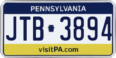 PA license plate JTB3894