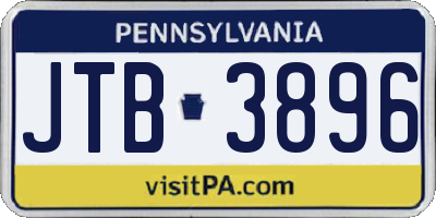 PA license plate JTB3896