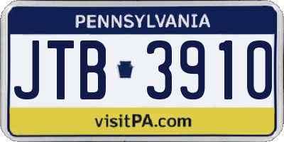 PA license plate JTB3910