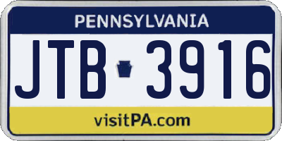 PA license plate JTB3916