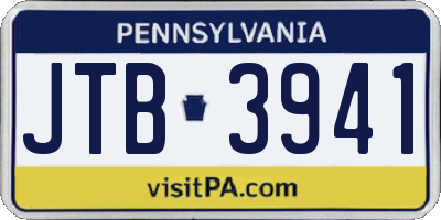 PA license plate JTB3941