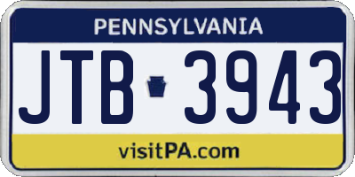 PA license plate JTB3943