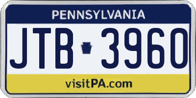 PA license plate JTB3960