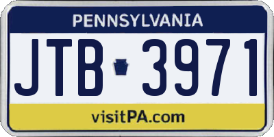 PA license plate JTB3971