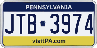 PA license plate JTB3974