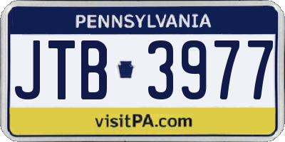 PA license plate JTB3977