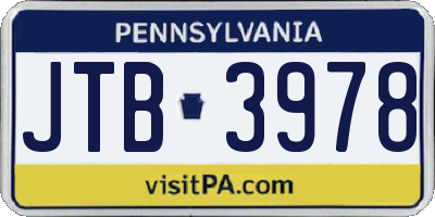 PA license plate JTB3978