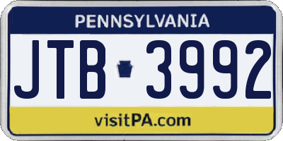 PA license plate JTB3992
