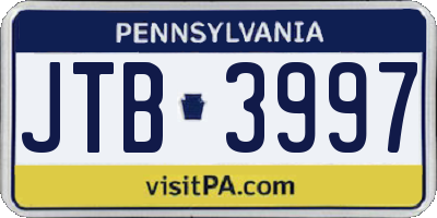 PA license plate JTB3997
