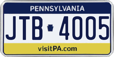 PA license plate JTB4005
