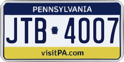 PA license plate JTB4007