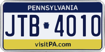 PA license plate JTB4010