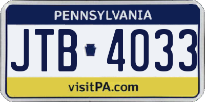 PA license plate JTB4033