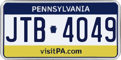 PA license plate JTB4049