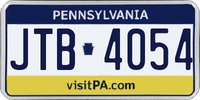 PA license plate JTB4054