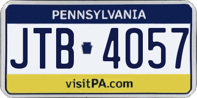 PA license plate JTB4057