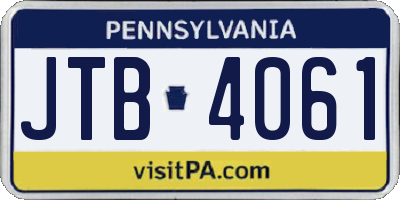 PA license plate JTB4061