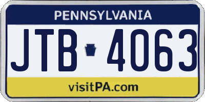 PA license plate JTB4063