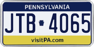 PA license plate JTB4065