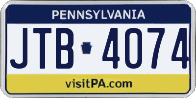 PA license plate JTB4074