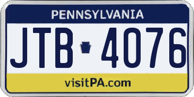 PA license plate JTB4076