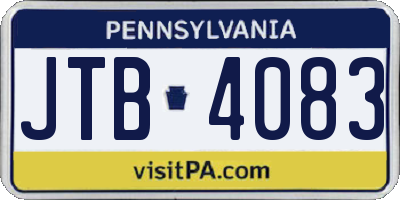 PA license plate JTB4083