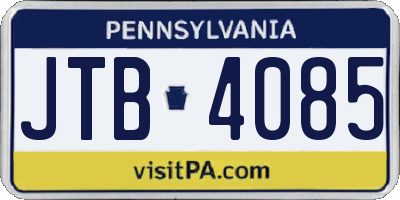 PA license plate JTB4085