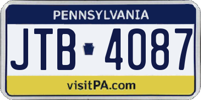 PA license plate JTB4087