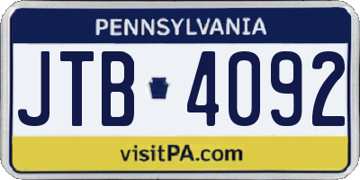 PA license plate JTB4092