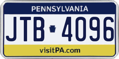 PA license plate JTB4096