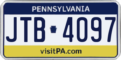 PA license plate JTB4097