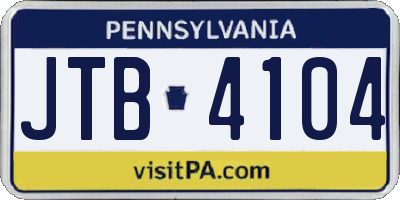 PA license plate JTB4104