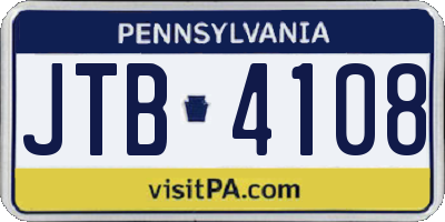 PA license plate JTB4108