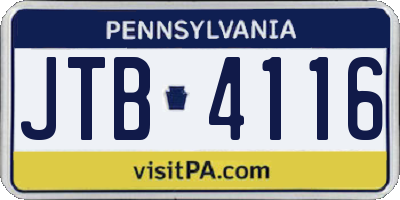 PA license plate JTB4116