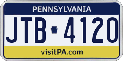 PA license plate JTB4120