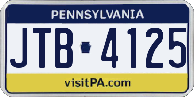 PA license plate JTB4125