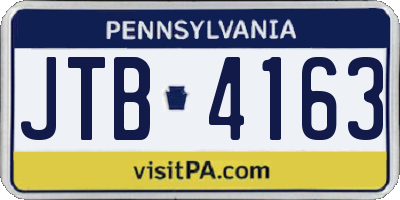 PA license plate JTB4163