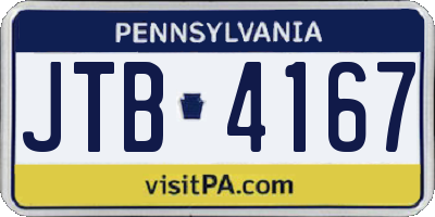 PA license plate JTB4167