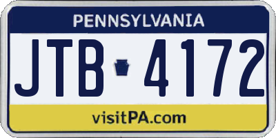 PA license plate JTB4172