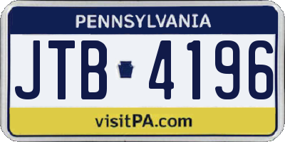 PA license plate JTB4196