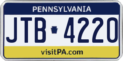 PA license plate JTB4220