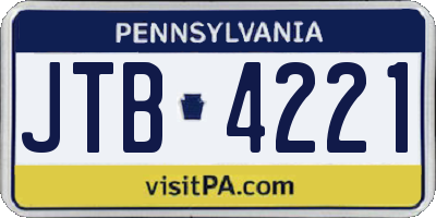 PA license plate JTB4221