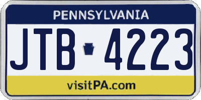 PA license plate JTB4223