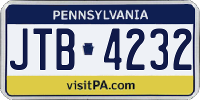 PA license plate JTB4232