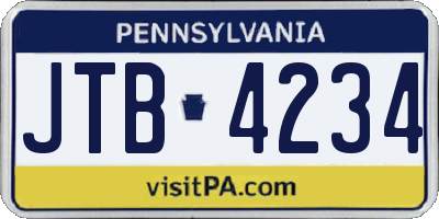PA license plate JTB4234
