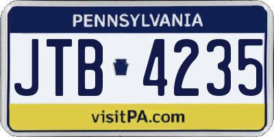 PA license plate JTB4235