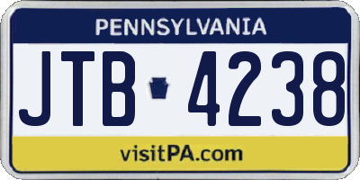 PA license plate JTB4238