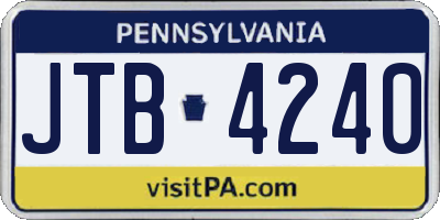 PA license plate JTB4240