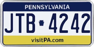 PA license plate JTB4242